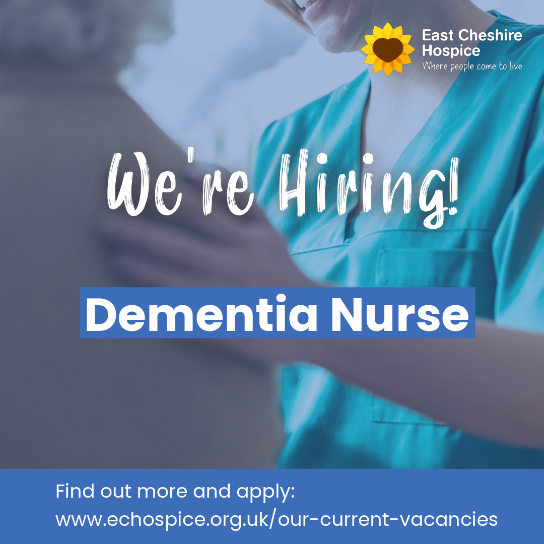 Join our Sunflower Centre team! 🌻 We're expanding and looking for a passionate Dementia Nurse  to make a difference in patients' lives. 💙 Based at East Cheshire Hospice, with travel to Poynton, Wilmslow, Knutsford, and Congleton. Apply now: eastcheshirehospice.org.uk/our-current-va…