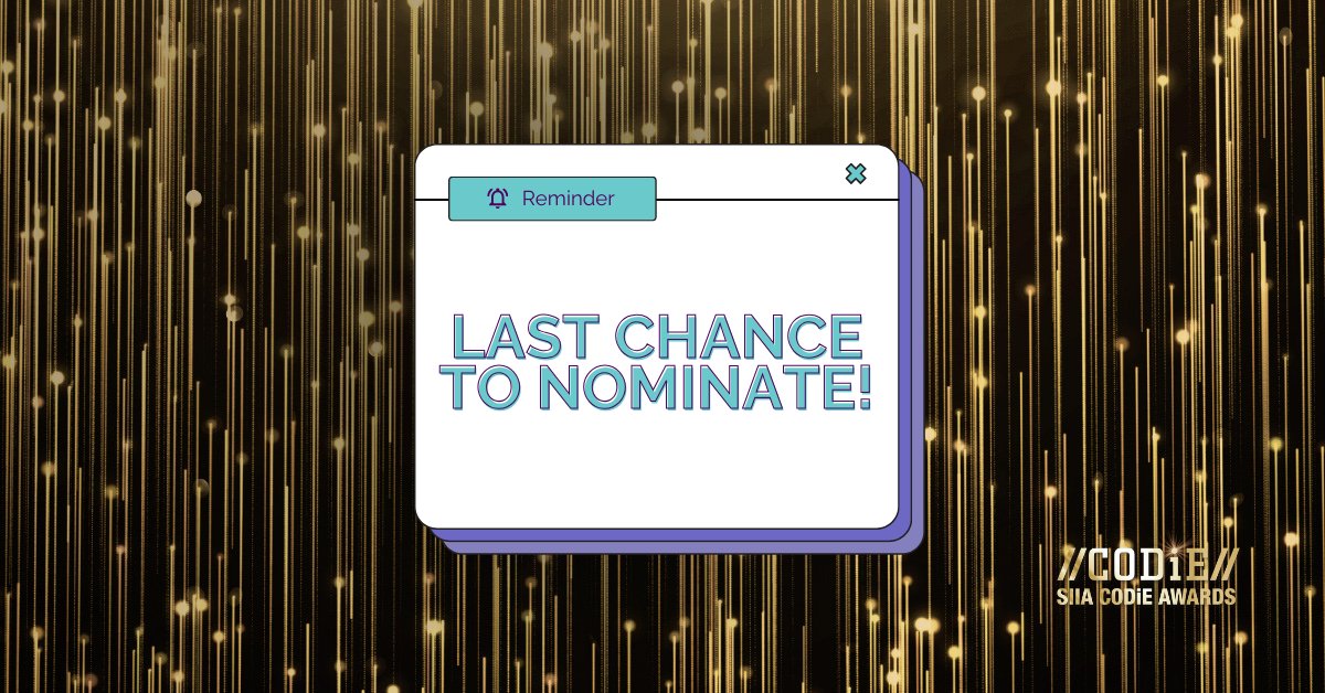 Today marks the LAST day to submit your nominations for the prestigious CODiE Awards. If you haven't already seized this golden opportunity to showcase your innovation, now is the time to act! ➡️siia.net/codie/