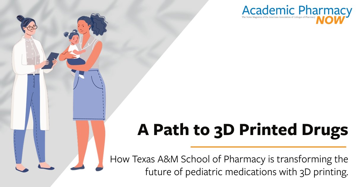 AACPharmacy's tweet image. "Many (drug) products are available for adults, not children," said Dr. Mansoor A. Khan, @TAMUpharmacy acting dean.

With a $2.82 million NIH grant, Dr. Khan and a multidisciplinary team are working with #3Dprinters to produce “dose-flexible antiviral medications” designed for