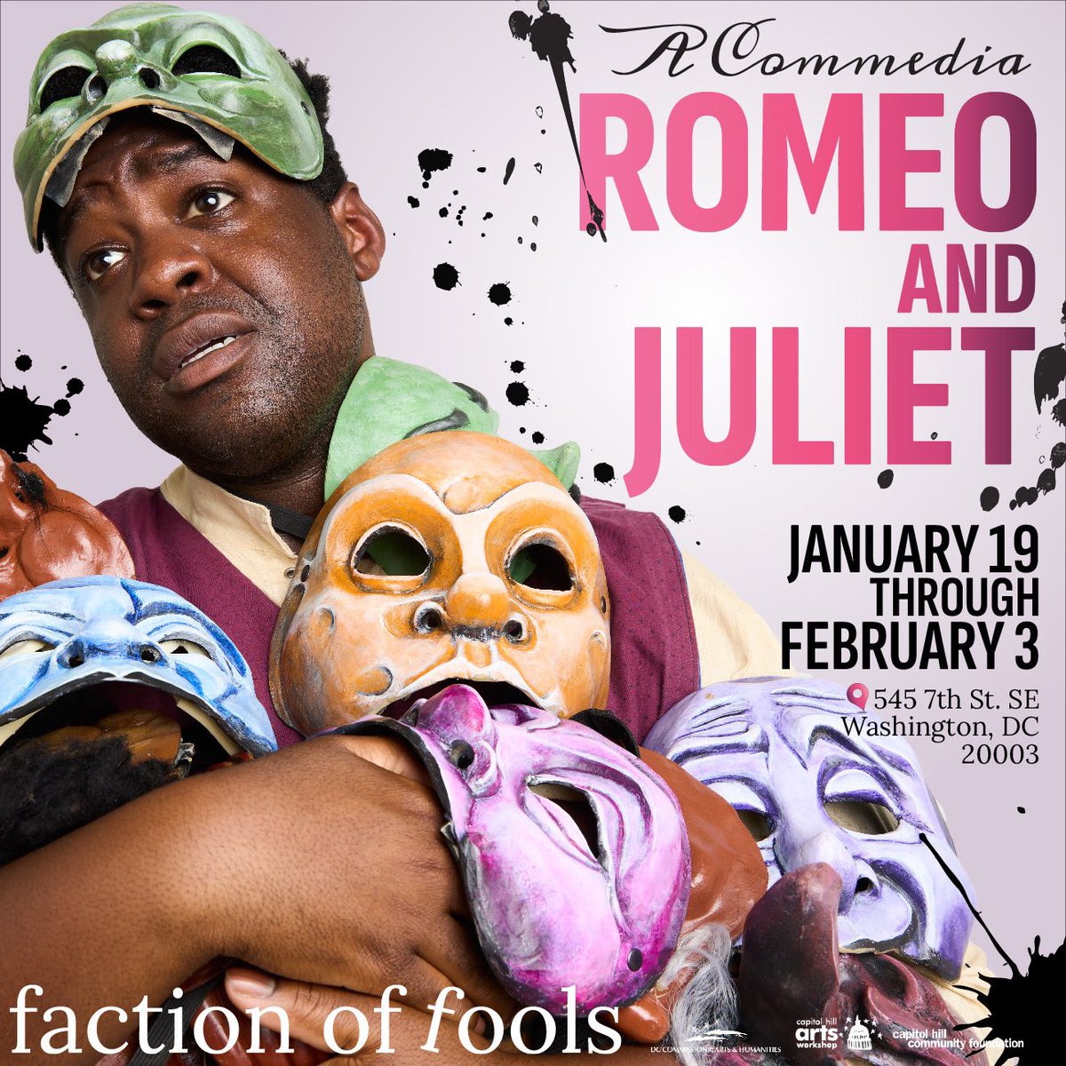 factionoffools's tweet photo. GUESS WHO’S BACK? ❤️ 🗡️ 

Only 11 performances of “A Commedia Romeo and Juliet” January 19-February 3 at Capitol Hill Arts Workshop! 

Get your tickets (and all the juicy details) at https://t.co/g8ZGlDlRLF

#aCommediaRandJ #dctheatre #acreativedc #commediadellarte https://t.co/U5doT2MtG3