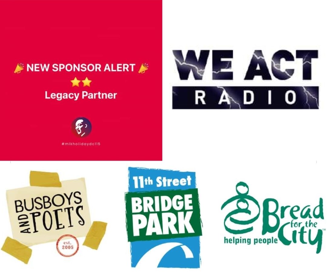 WeActRadio's tweet photo. Don't Miss the #mlkday parade! @mlkholidaydc115 #mlk #mlkeveryday #dosomething

📣 NEW SPONSOR ALERT 📣
⭐️⭐️
Legacy Partner
👉🏽 We Act Radio 
👉🏽 @busboysandpoets Anacostia 
👉🏽 @DCBridgePark
👉🏽 @BreadfortheCity https://t.co/oIpwfkyfiZ