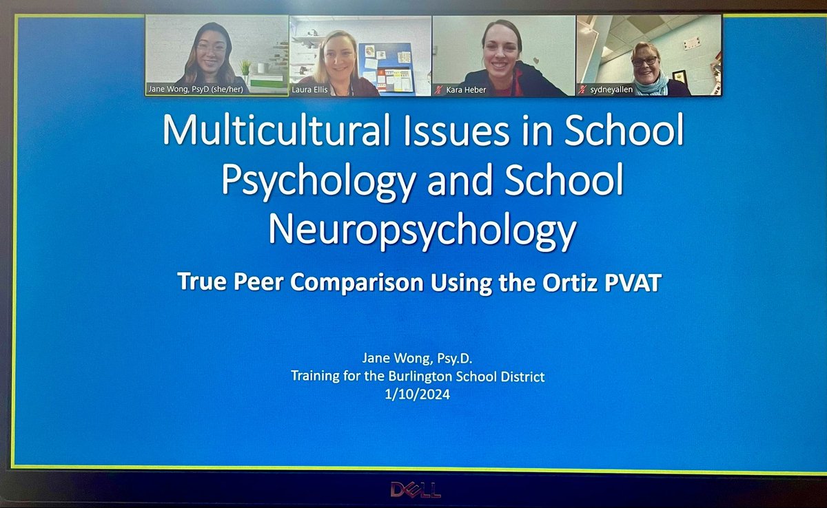 DrJaneYTWong's tweet photo. I just provided a 3-hr training for the Burlington School District in Vermont for a group of school psychologists, SLPs, and cultural liaisons on multicultural issues in school psychology& school neuropsychology.
#testfairness #EnglishLearners #diverselearners #OrtizPVAT https://t.co/YavFVtTRdY