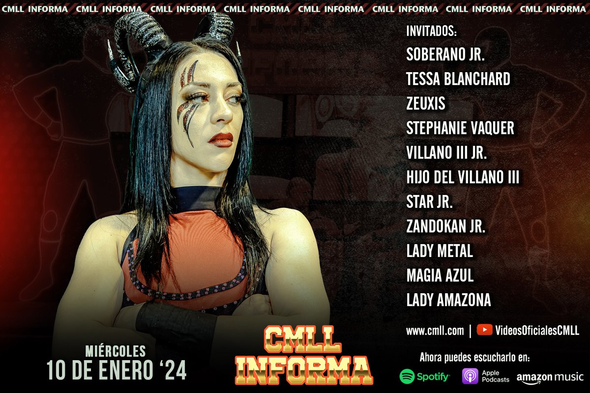 CMLL_OFICIAL's tweet photo. 🔴 CMLL INFORMA 🔴
No te pierdas lo más relevante del Consejo Mundial de Lucha Libre en el Noticiero Oficial, que tendrá grandes invitados.
NOTA IMPORTANTE: No habrá acceso al público.

📅 10 de Enero '24
⌚4:00 p.m.
📲 https://t.co/kelGXKxJdL https://t.co/tBDmYvUo1R