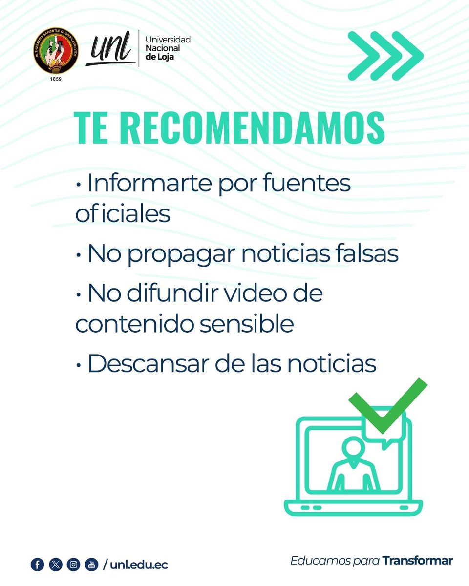 UNLoficial's tweet photo. 🚫📹 ¡No difundas violencia en las redes sociales! 📰

📌 En estos momentos difíciles por los que atraviesa el país,  evita compartir noticias falsas o videos violentos esto solo contribuye a aumentar la angustia y el miedo colectivo. 

#EducamosParaTransformar https://t.co/G5dVTAwbK0
