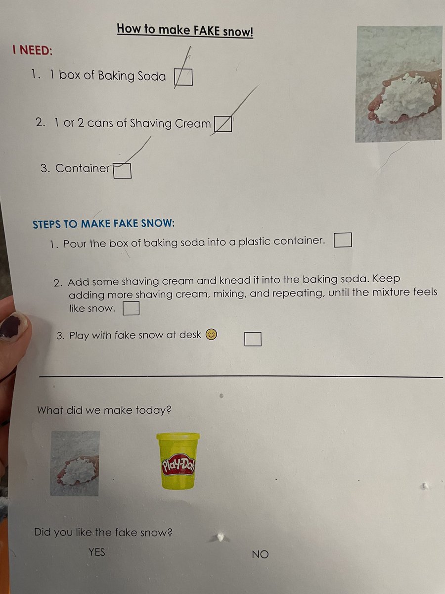 Today in Pre Voc, we made Fake Snow ❄️ our friends are loving how it feels and following directions to make it together!