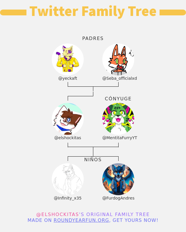 👨‍👩‍👧‍👦 Mi Familia de Twitter: 👫 Padres: @yeckaft @Seba_officialxd 👰 Cónyuge: @MentitaFurryYT 👶 Niños: @Infinity_x35 @FurdogAndres ➡️ funxgames.me/twitterfamily?…