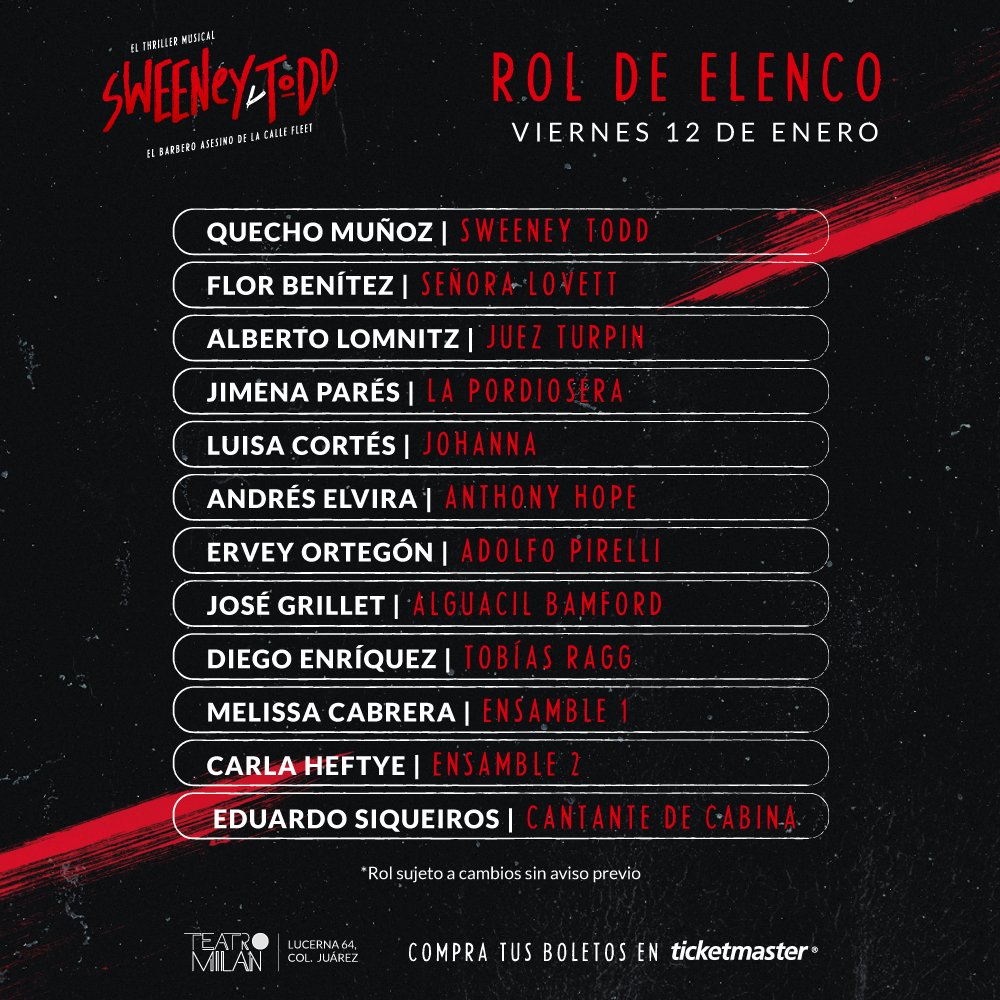 SweeneyToddMex's tweet photo. ¡𝐅𝐈𝐍 𝐃𝐄 𝐒𝐄𝐌𝐀𝐍𝐀, 𝐃𝐄 𝐀𝐅𝐄𝐈𝐓𝐀𝐃𝐀 𝐀𝐋 𝐑𝐀𝐒! 🔪🩸

Sobre el escenario estarán las almas listas, para contarte del famoso barbero de la #CalleFleet. 💈

¿Estás listx para escuchar sobre #SweeneyTodd?

¡HAY SOPRESAS! ✨
Quédate atentx a nuestras redes. https://t.co/A3K1iweKvJ
