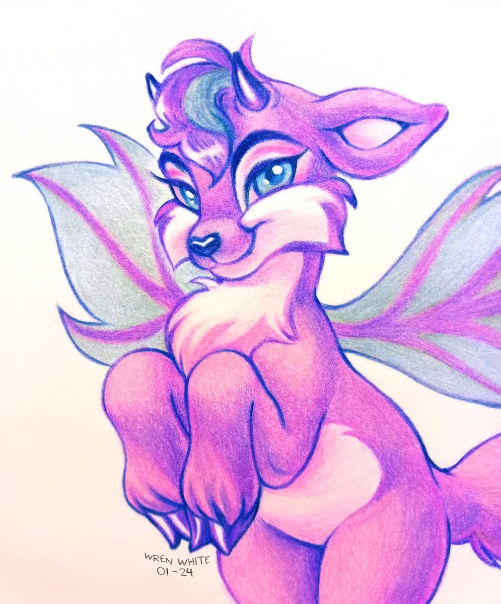fairywrenprince's tweet photo. okay, here's my finished faerie ixi. :)
plus a zoomed in version so you can see the texture of the pencils (i like the fuzziness).
#neopets https://t.co/GuouXGLMTn