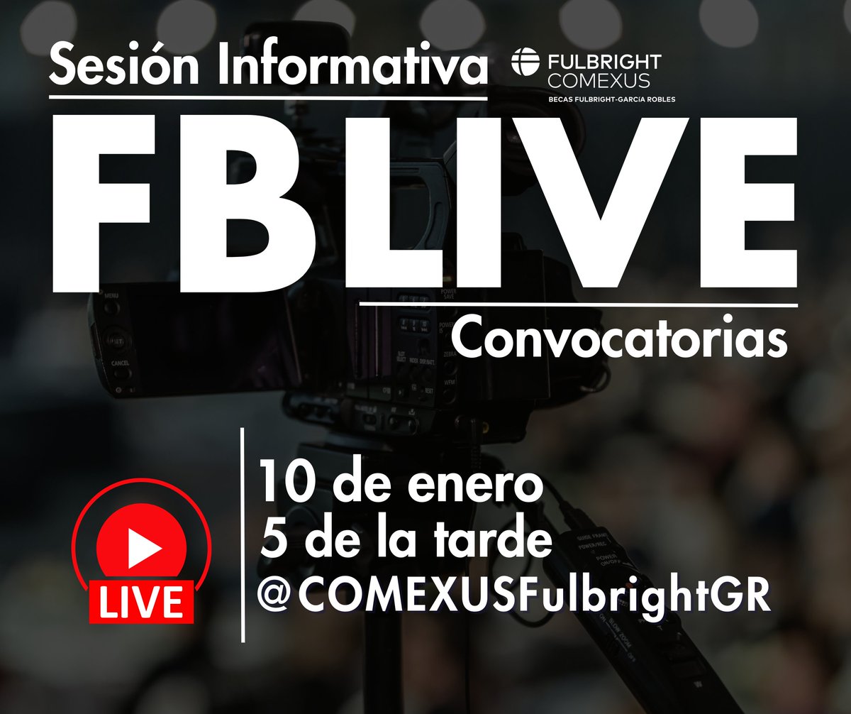 Comexus's tweet photo. ¡Es hoy, es hoy! ¡Tendremos un #FBLive para resolver sus dudas sobre las convocatorias #COMEXUS! 
Es a las 5 de la tarde por nuestra página de #Facebook.
¡Te esperamos! https://t.co/9dRREz1klz