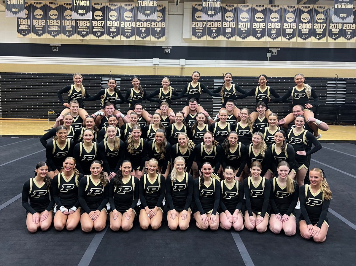 PurdueSports's tweet photo. The @PurdueCheer team is headed to the 2024 UCA College Nationals! 🚂⬆️📣

Our All Girl and Small Coed squads will compete this weekend in Orlando for a chance at the national championship.

📝 https://t.co/ayWpEVsXtl https://t.co/6bfPN3p2eZ