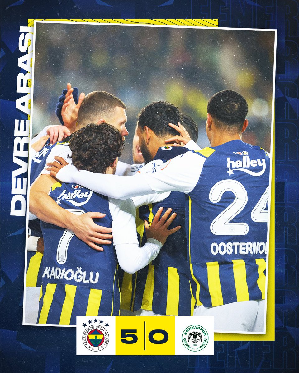 Fenerbahce's tweet photo. İlk yarıyı 5-0 önde tamamlıyoruz! 💪 

#FBvKON https://t.co/UFGFy3iWAy