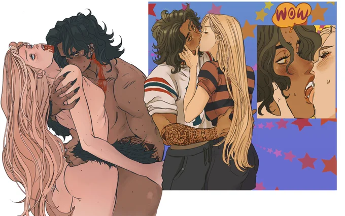 My monster girlfriends ocs, Leah the werewolf x Margot the dhampyr. They love hunting, eating, banging each other