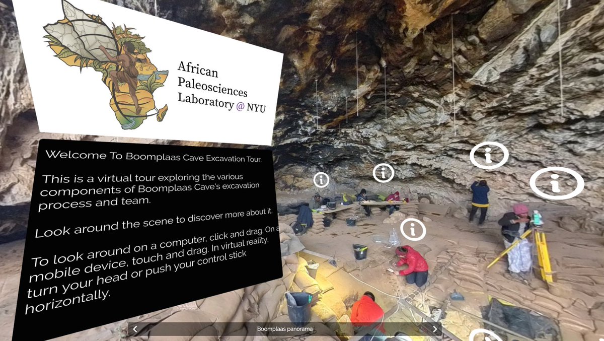 This interactive tour (wvr.li/ye0811) lets you explore various aspects of fieldwork at Boomplaas Cave in South Africa. The tour highlights several of the site's workstations & an incredible team of African-led researchers. @NSF @TheLeakeyFndtn @CSHO_NYU @SASQUA1