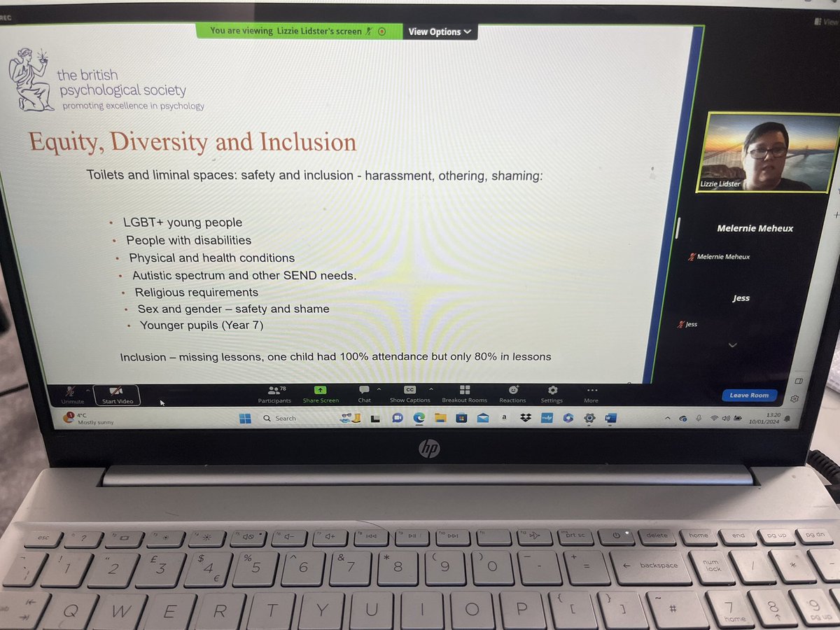 DrMelMeheux's tweet photo. Excellent research at the DECP TEP conference  by Lizzie Lidster @LidsterLizzie on staff and young people’s perspectives of secondary school toilets, and the impact on safety, inclusion, identity and belonging
#DECPTEP2024  @DECPOfficial https://t.co/r0FCd3xapw