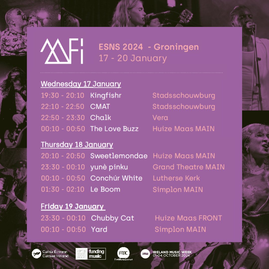 One week to go until @esns 👏 We can't wait. If you'll be in Groningen next week, make sure you get to get to these showcases of the best new talent in Irish music - you won't want to miss out. Thanks as always to @culture_ireland for making this possible. #supportirishmusic