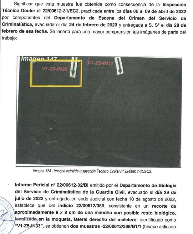 Alejand99052655's tweet photo. @lydiaesteo @Card1Ni @vamosavert5 @Alfonso_Egea En la inspección de abril sólo se obtuvo ADN de Esther de una muestra, la V1-Z5-IN33. Vuelve a leer el informe y mira de dónde se obtiene la muestra. https://t.co/77khLxnH3F