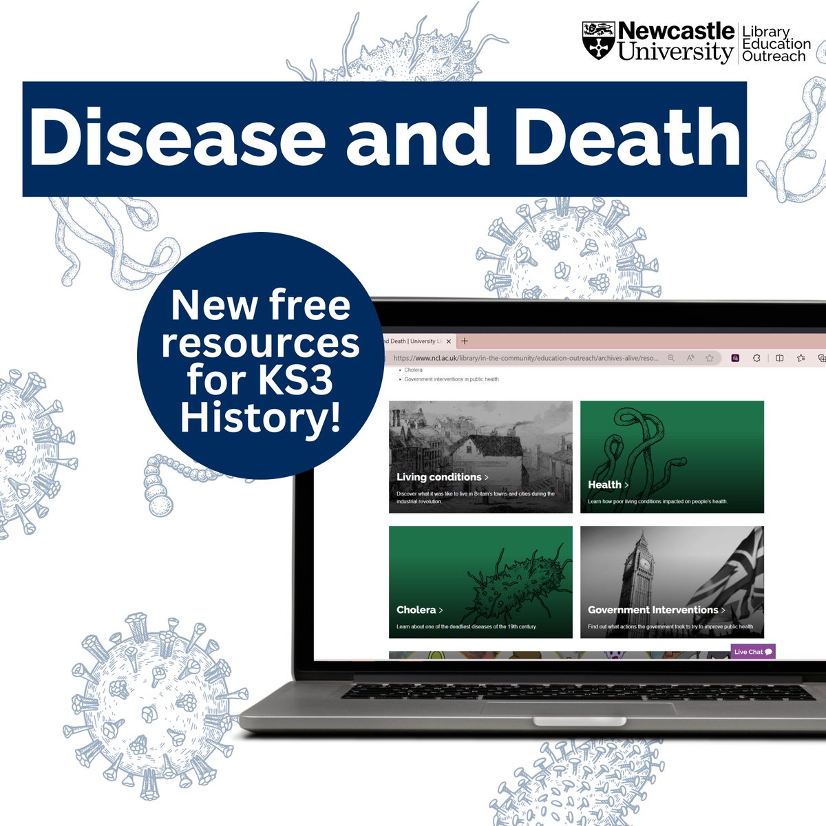 Our new Disease and Death teaching resources are now available online! They use primary sources to examine living conditions, health, Cholera, and government interventions in public health in the 19th century. ncl.ac.uk/library/in-the…
#KS3History