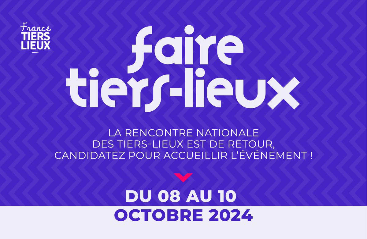 📢 Après une première édition organisée au sein du tiers-lieu emblématique @BLIIIDA à Metz en 2022, nous recherchons le #tierslieu qui pourra accueillir la seconde édition de la rencontre nationale des  tiers-lieux #FaireTiersLieux qui se déroulera du 8 au 10 octobre 2024 !