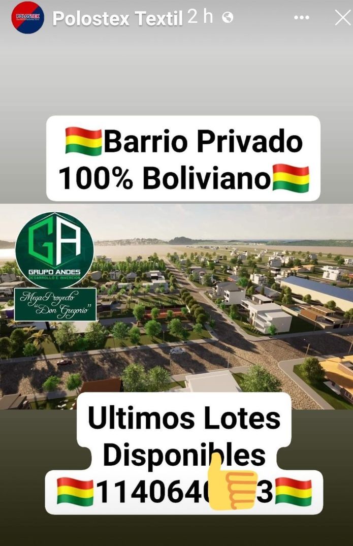 MARCELOFAVAOK's tweet photo. TE LO PRESENTO:

BARRIO CERRADO, 100 X 100 BOLIVIANO.

"ULTIMOS LOTES", DICE LA OFERTA.

Dato; el que regentea, es Boliviano con varios talleres clandestinos. Seria socio de PERSICO. A bolivianos de los talleres, les pagan con "potenciar trabajo"

Ruta 21 y C. Casares, Laferrere https://t.co/QkiV1vnYnt