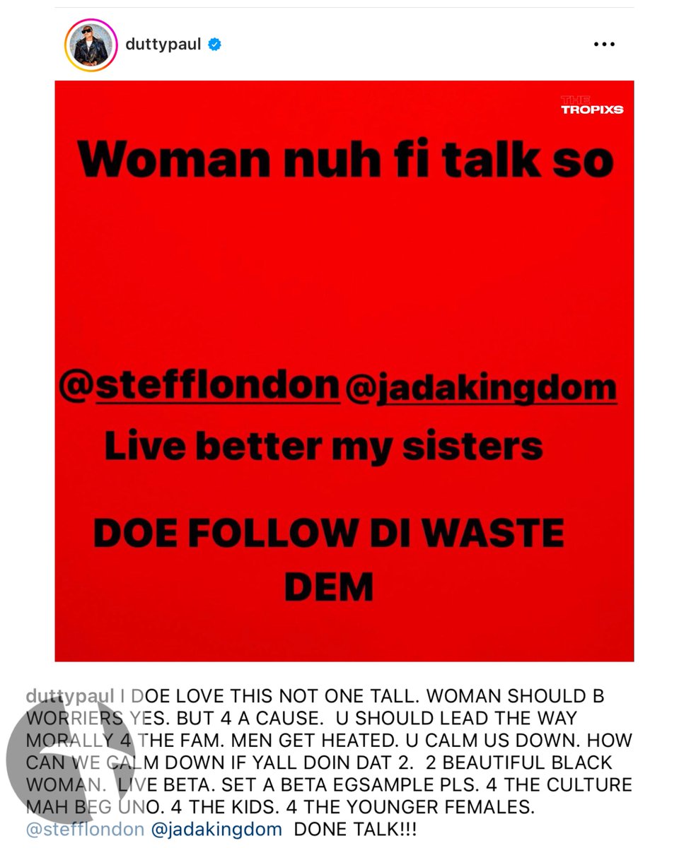 Tropixsofficial's tweet image. Sean Paul tells Stefflon Don and Jada Kingdom to end beef and set a better example