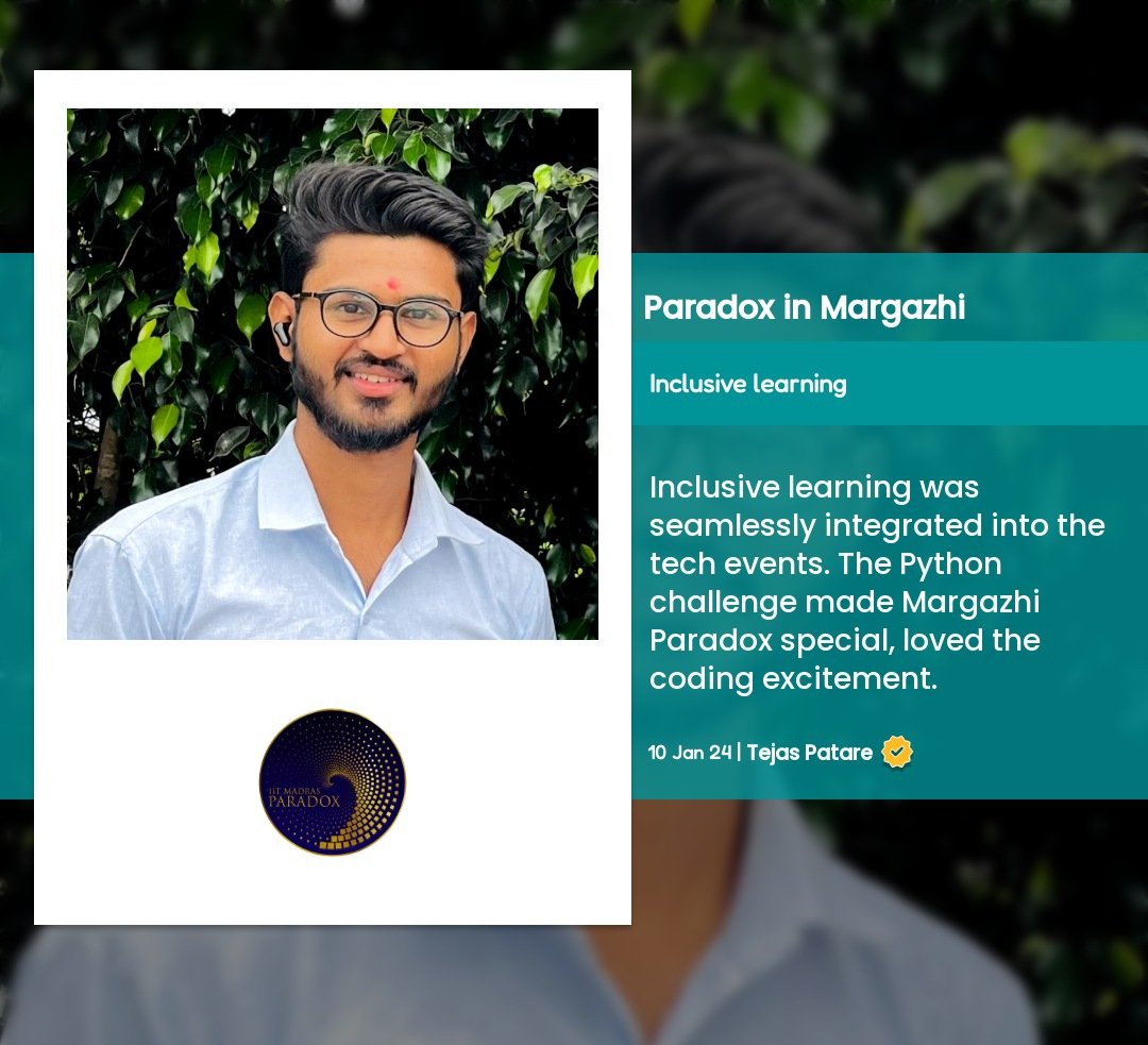 Tejas44945293's tweet photo. From this event i learned about the importance of time🙂. My last post experience was based on this event @iitm_paradox @iitm_bs https://t.co/zOPn2a1Ktc