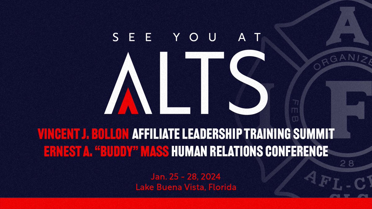 Do you want to improve your skills as a labor leader? Sign up for #ALTS2024! And look out for a class I'm teaching w/ <a href="/cbartleyiaff/">Chris Blue Bartley</a> &amp; <a href="/rgreenPFFM/">Rob Green</a>, Engage Members for Life: The Power of a New Member Orientation. Register today! <a href="/IAFFofficial/">International Association of Fire Fighters</a> 

iaff.org/alts24/