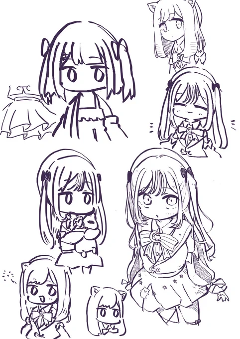 新衣装の方全然うまく描けないから練習してた #るなぱれっと 