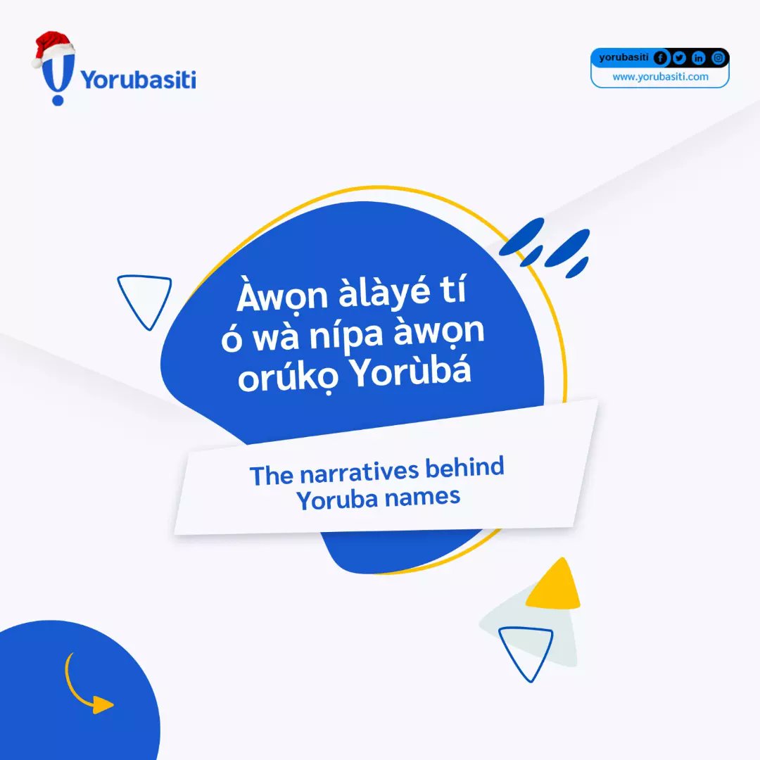 Yorubasiti's tweet image. Yoruba names have powerful meanings, and are in different categories. Under which category is yours ?

Orúkọ Yorùbá ni ìtumọ̀ tó lágbára, wọ́n sì wà ní oríṣiríṣi ìsọ̀rí. Lábẹ́ ìṣọ̀rí wo ni tì ẹ?

#yorubanames #yorubasiti #traditionalnames
