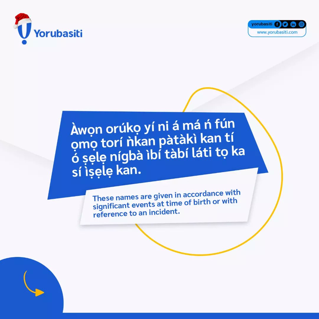 Yorubasiti's tweet image. Yoruba names have powerful meanings, and are in different categories. Under which category is yours ?

Orúkọ Yorùbá ni ìtumọ̀ tó lágbára, wọ́n sì wà ní oríṣiríṣi ìsọ̀rí. Lábẹ́ ìṣọ̀rí wo ni tì ẹ?

#yorubanames #yorubasiti #traditionalnames
