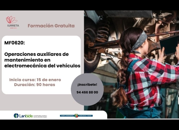 IkasDurangalde's tweet photo. Cursos gratuitos en Iurreta Lanbide Heziketa @iurretalhii
Inicio en enero. Si deseas inscribirte lo puedes hacer desde la web de Lanbide o contactando en el 94 466 88 00
#formacion #gratuita #lanbide #iurreta #prestakuntza #sociosanitario #mecanizado #automocion #doakoa https://t.co/HjOfWJlrxK