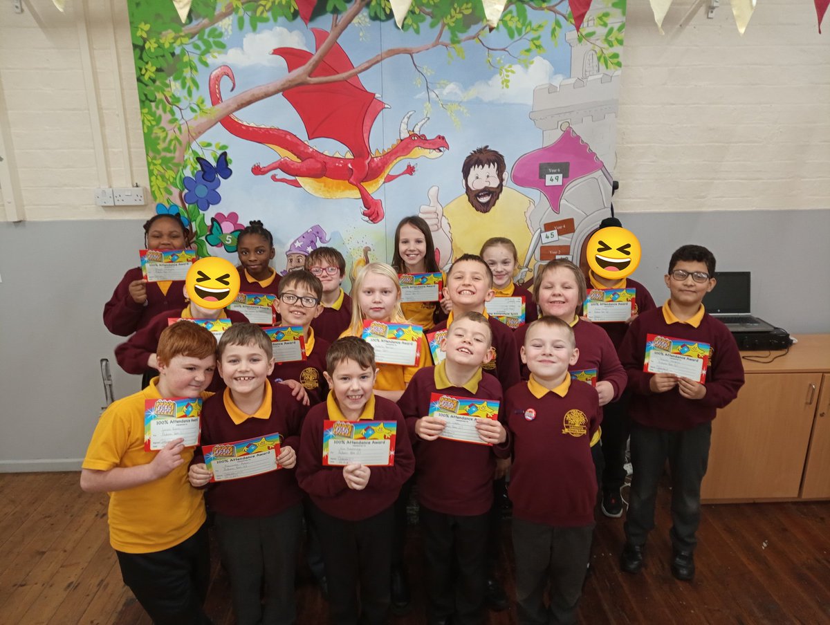 LeamoreSchool's tweet photo. Well done to these children from Y4! They had 100% attendance for the whole of Autumn 2 ✨ #LPS2324Y4 https://t.co/q9gGDIpJud