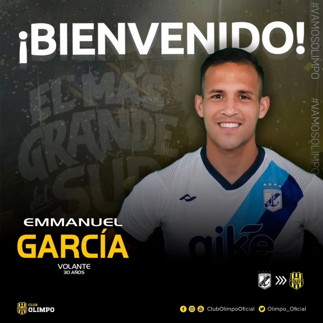 MdePasesFederal's tweet photo. #MercadoDePases | 🤝 [OFICIAL] Emmanuel García es refuerzo de #Olimpo. El volante llega con el pase en su poder desde #GuillermoBrown y firmó hasta diciembre de 2024✍🏼. https://t.co/vynNsICtm9