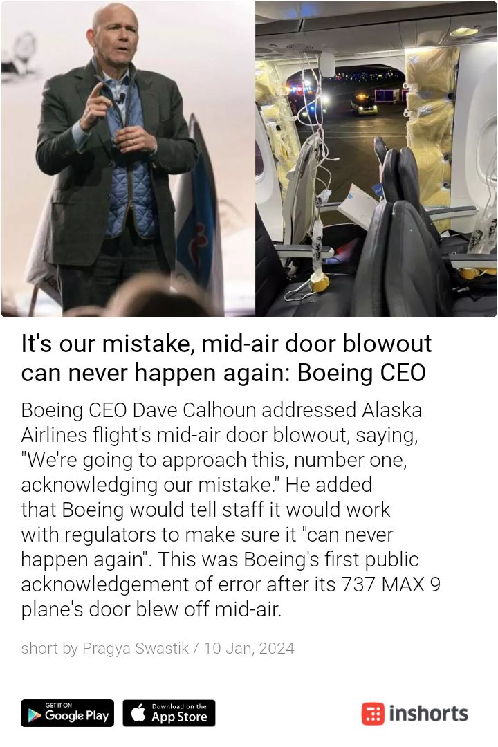 noblemavely's tweet photo. Such acknowledgements come in only when there are no lives lost in such incidents. Had anything happened to the lives of the people, do you think @Boeing @BoeingAirplanes would say the same statement? https://t.co/jeU9DdFohy