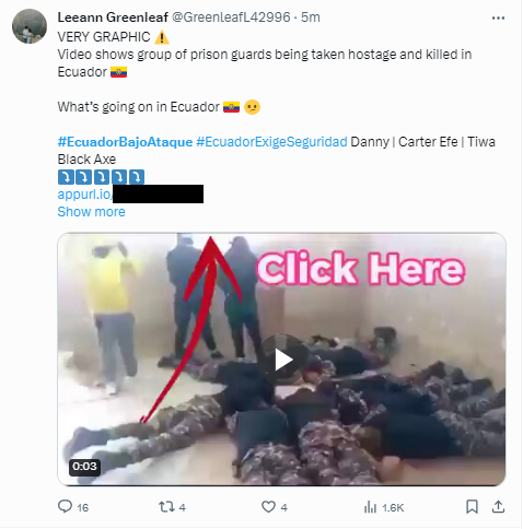 dimitribest's tweet image. Una campaña de #malware en #Ecuador aprovechando los últimos sucesos del país. 
Por favor, tengan cuídado. No den click en cualquier enlace. Imágenes a continuación son de twitts maliciosos circulando ahora mismo.