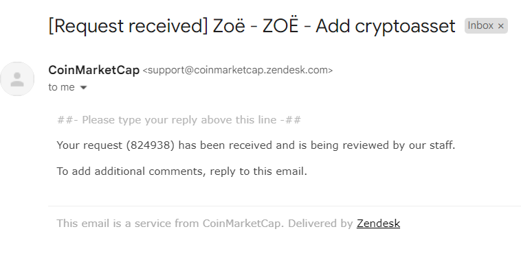 ZoeCoin_ETH's tweet photo. Hey @CoinMarketCap 

Request ID #824938

Token listing application for #ZOË 

thanks https://t.co/yUXVBamqUS