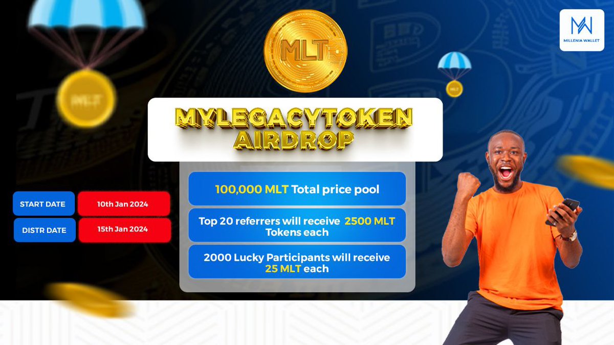 🚨 Airdrop: MLT 
🔥 Total Rewards: 1,00,000 $MLT
🤑 Refer: Top 20 Referrers will receive 2500 $MLT Each
🚧 Rating: ⭐️⭐️⭐️⭐️⭐️ 
📛 Winners: 2000 Random &amp; Top 20 Referrers 

🤖 Airdrop Link: bit.ly/MLT-Airdrop

#Airdrop #DynamicAirdrops #Advertisement #Airdrops