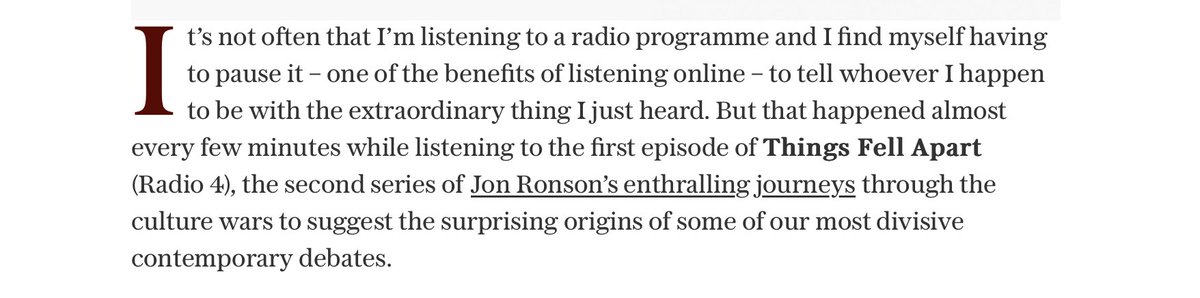 jonronson's tweet image. Thank you very much to Charlotte Runcie for this review of Things Fell Apart in the @telegraph. My producer @sarah_shebbeare and I are thrilled.