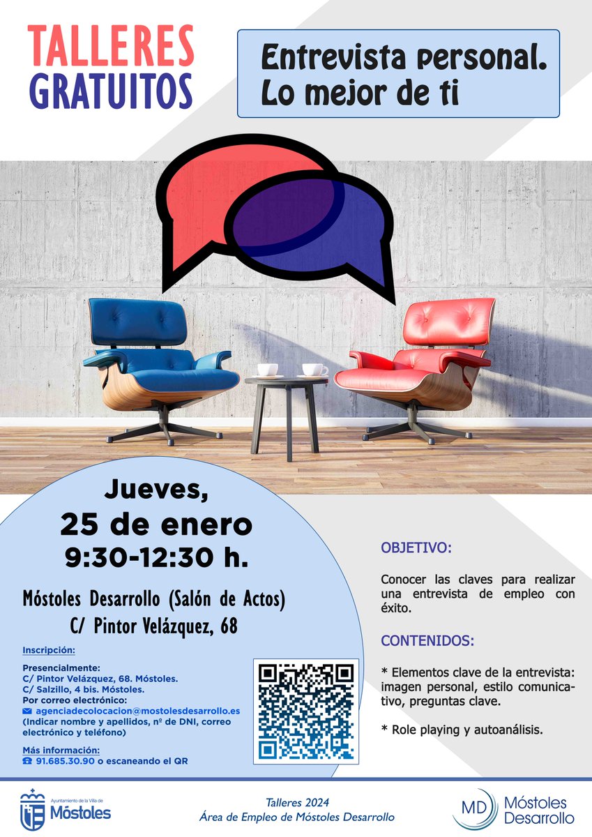 Comenzamos los TALLERES GRATUITOS DE EMPLEO DE 2024. El 25 de enero, a las 9:30, os esperamos en el primer taller: 'Entrevista personal. Lo mejor de ti'.
Más info e inscripción: bit.ly/46kctEd
#Trabajo #Empleo #AgenciadeColocación #TalleresGratuitos #Formación