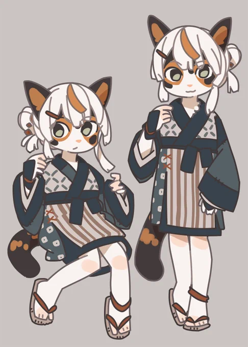 家族(三毛猫)を描いていただきました。かわいい! Illustration by 