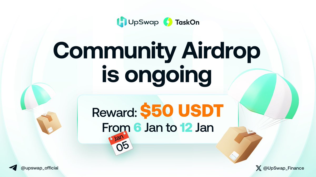 UpSwap_Finance's tweet photo. Just a friendly reminder! Don't miss our Community Airdrop💥

📅Jan 6 - Jan 12
💰50 USDT 🙌

To enter:
✅Complete the quick mission here: https://t.co/uYexJKm3ST 
✅Don't forget to invite friends

🏃GO!

#UpSwap #HLUP #launchpad #BuildOnHeLa #HeLa https://t.co/J5uT9xqHfM