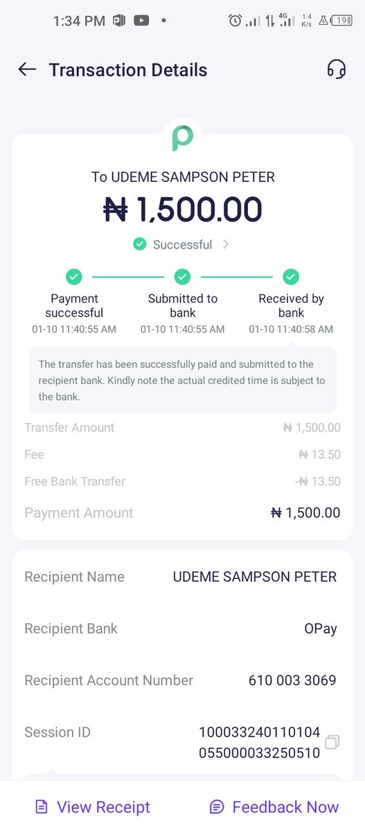 BOmodadeola's tweet photo. @palmpay_ng An unauthorized Transaction has taken place on my account by one Sampson Udeme peters into an Opay account. https://t.co/STheCSqHyP