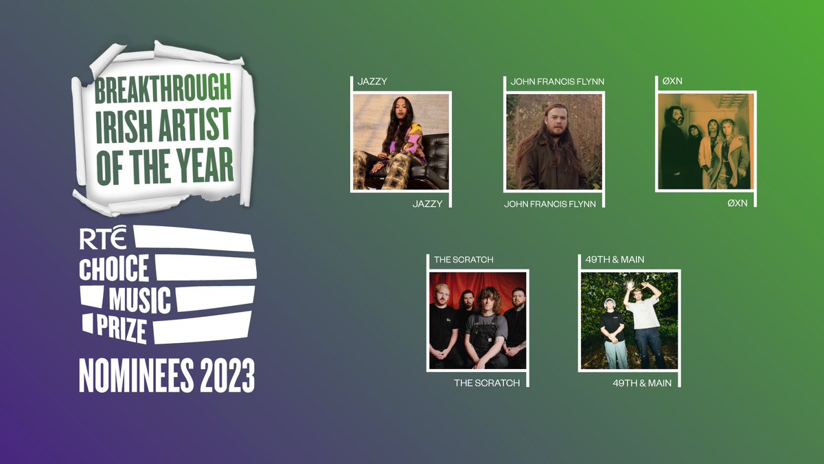 rte's tweet photo. โ๏ธ Breakthrough Irish Artist of the Year โ๏ธ
The shortlist for RTร Choice Music Prize Breakthrough Irish Artist of the Year 2023 was announced today @RTE2fm's Tracy Clifford Show.
The nominees are...
#RTEChoicePrize @choiceprize https://t.co/MXbymUg9Eb