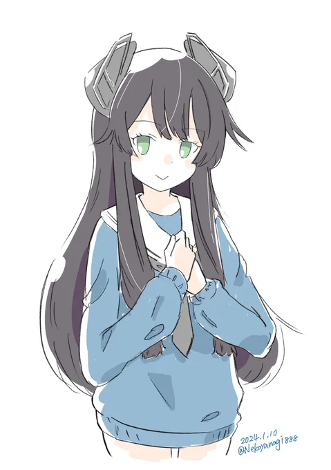 頭のアンテナどうなってるん?? #伊47 #艦これ版深夜の真剣お絵描き60分一本勝負 #艦これ版真剣お絵描き60分一本勝負_20240110