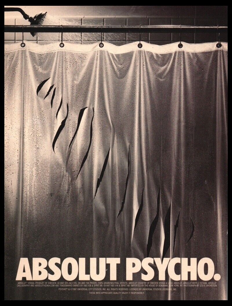 mtrprods's tweet photo. Just came across this clever
#Hitchcock's #Psycho inspired
#AbsoluteVodka ad from the 1990's. https://t.co/h34RMia0HX