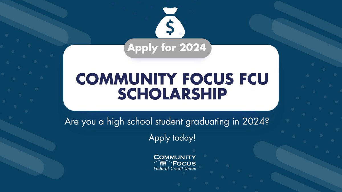 CommFocusFCU's tweet photo. Community Focus FCU has six $1000 scholarships for 2024 graduating high school students! You don't need to be a member.
Apply here! https://t.co/MvIUvk1DAk https://t.co/yWzjjGe9DE