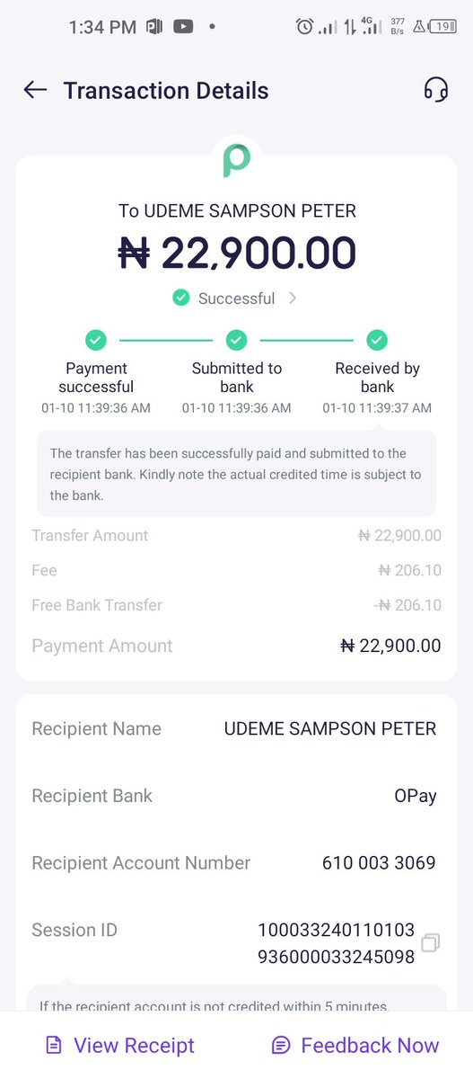 BOmodadeola's tweet photo. @palmpay_ng An unauthorized Transaction has taken place on my account by one Sampson Udeme peters into an Opay account. https://t.co/STheCSqHyP