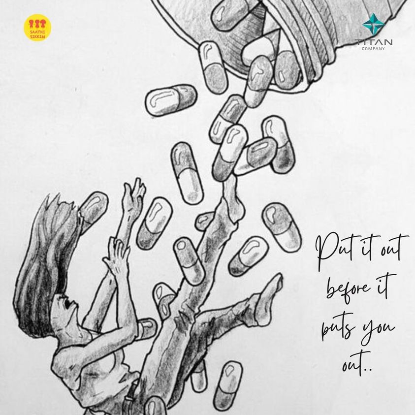 Saathi_Sikkim's tweet photo. Curiosity at times can be "the problem" to making a person dependent on substance. And then ultimately an excuse to more consumption and abuse. The more you use the less you live!! https://t.co/UjOFGwT0DT
