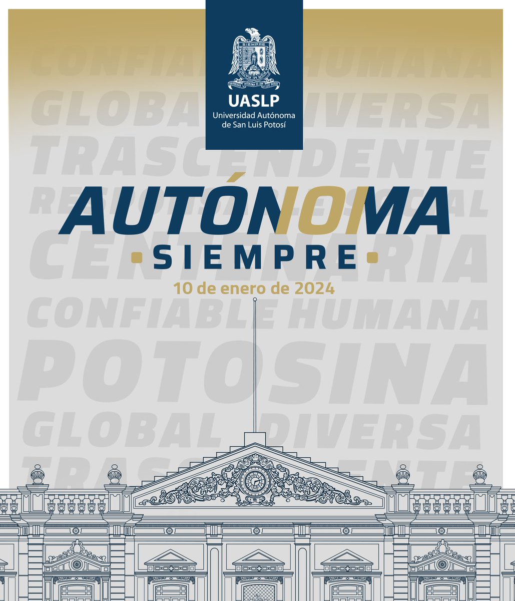 LaUASLP's tweet photo. 10 de enero de 2024: 
101 aniversario de la autonomía de la #UASLP 💙💛

Orgullosamente ¡#SomosParteDeLaHistoria! 

#AutonomíaUASLP 🦅 https://t.co/OI78aAXKk5