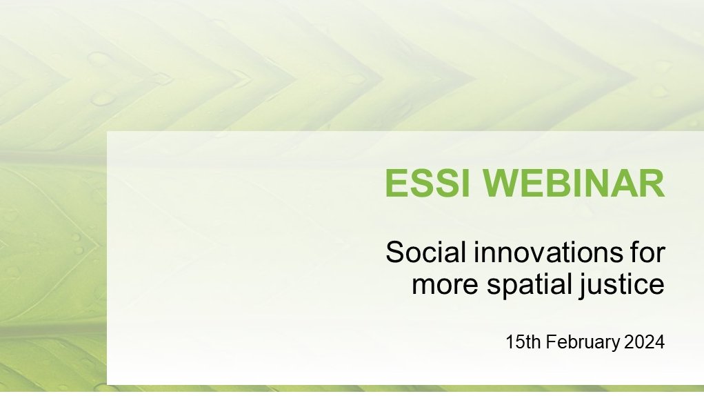 European School of Social Innovation (ESSI) (@essi_net) on Twitter photo Social innovations for more spatial justice | 7th ESSI webinar | 15 February, 15.00 CET. This time with <a href="/j_terstriep/">Judith Terstriep</a>, Daniel Weiss and Ilayda NilĂĽfer. Find out more and register here: essi-net.eu/?p=2919 Social innovations for more spatial justice | 7th ESSI webinar | 15 February, 15.00 CET. This time with <a href="/j_terstriep/">Judith Terstriep</a>, Daniel Weiss and Ilayda NilĂĽfer. Find out more and register here: essi-net.eu/?p=2919