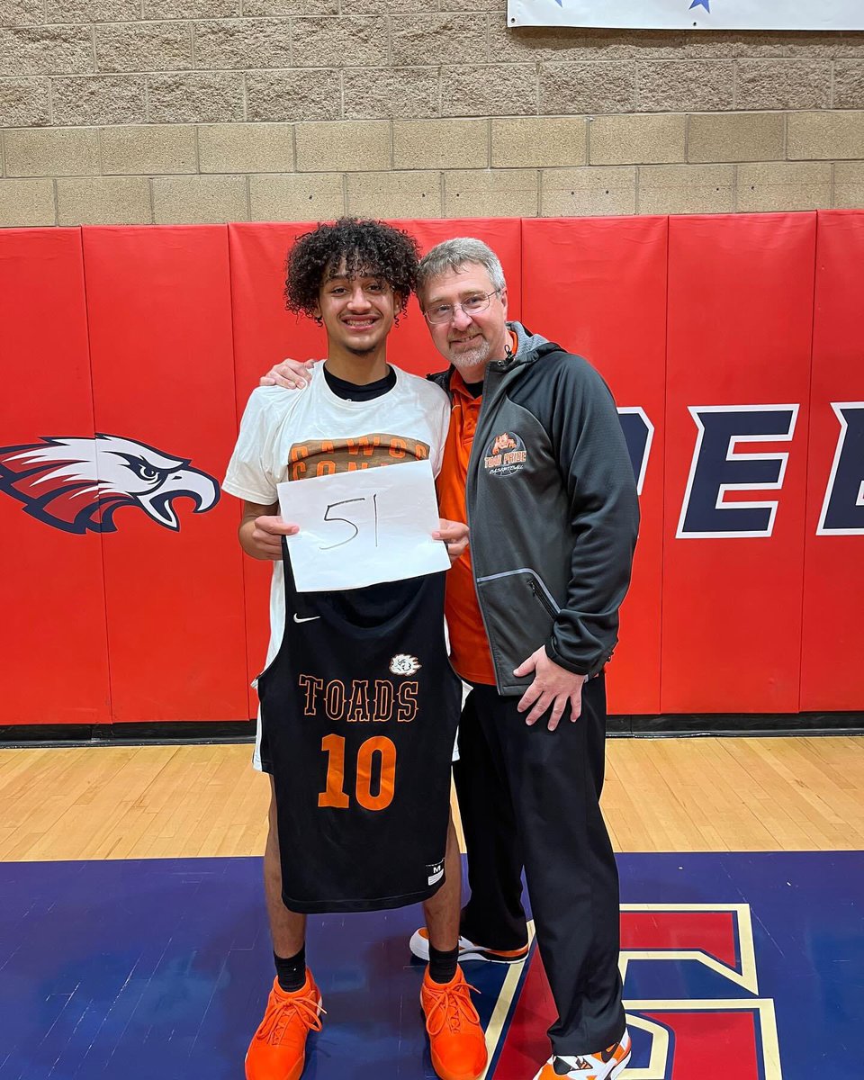 chstoads's tweet photo. What a night for Jaden Pena yesterday. At the end of the first half he had a career high of 35 points. By the end of the game he had a total of 51 points which is the new Horned Toad School Record! Just WOW! #toadpride https://t.co/vTe8YCnjfH